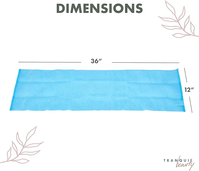 TranquilBeauty Exfoliating Towel Set of 3 - Soft, Quick-Dry Scrub Towels for Body (Not for Face) | Deep Cleanse | Machine Washable | Korean Exfoliating Cloth | 36x12 Inches - Green, Blue, Pink