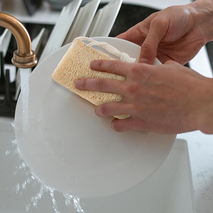 Beaupretty 3pcs Loofah Dish Sponge, Dishwashing Scouring Pad Natural Loofah Vegetable Scrubber for Kitchen