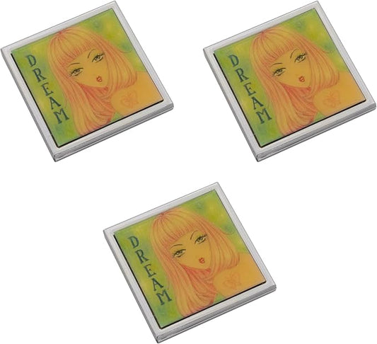 Stephanie Imports Set of 3 Double Sided Magnifying Compact Slim Mirrors with Printed Insert (Anime Dream, Square)