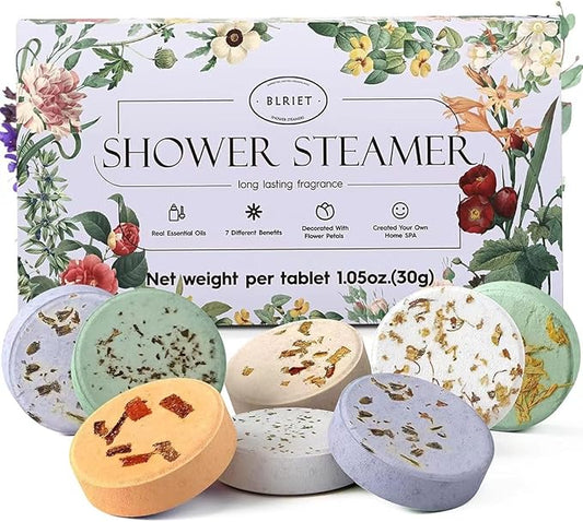 Shower Steamers Aromatherapy Blriet, Stocking Stuffers for Women, Teen Girls, Wife and Her, Christmas Gifts for Women and Mum, White Elephant Gifts for Adults, Birthday, Spa - 8 Pack