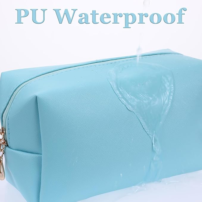 3 PCS Skin Care Bags for Girls Women, Preppy Makeup Bag, Hair Face Skin Stuff Travel Bags, PU Leather Toiletry Bag for Traveling, Bathroom Gift for Mother's Day Wife