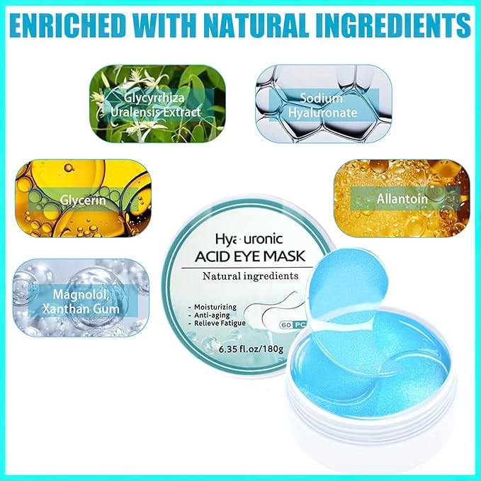 MIELIKKI 60 Pcs Under Eye Patches, 24K Gold Eye Masks, Collagen Anti Aging Eye Gel Pads, Moisturizing Eye Treatment for Puffy Eyes, Dark Circles, Wrinkles, Fine Lines, HYALURONIC ACID