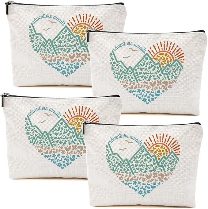 4pcs Camping Gifts for Women Makeup Bag, Travel Essential Cosmetic Bag Camping Essentials Birthday Gifts for Women Female Girls Sister BFF, Outdooor Enthusiasts Toiletry Bags