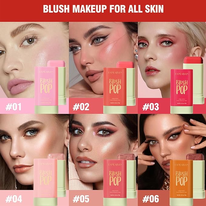 Cream Blush Stick, Contour Beauty Wand, Tinted Moisturizer Stick, Multi-Use Milk Blush Stick for 2-in-1 Cheek and Lip Tint & Eyeshadow(01#)