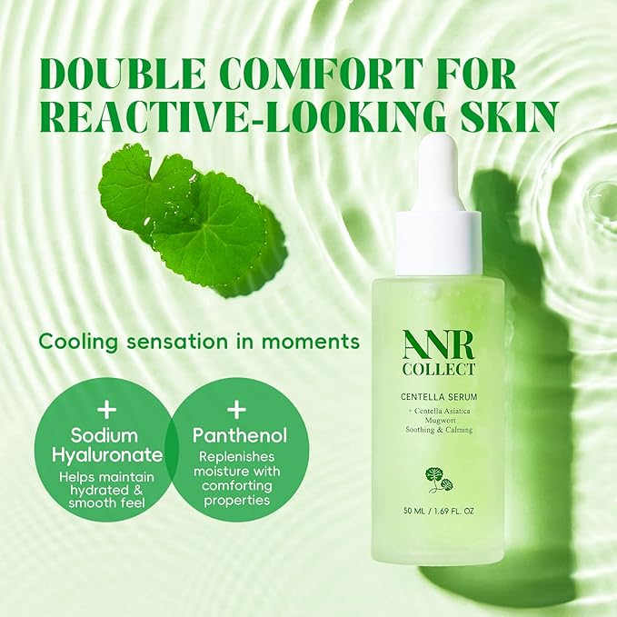 Centella Serum, Centella Asiatica Serum for Sensitive, Redness, Dry and Acne-Prone Skin, Soothing & Calming with Mugwort & Cica, 1.7 fl oz (50ml)