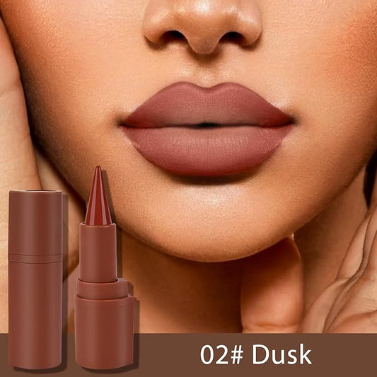 2 in 1 Lip Liner Pencil and Lipstick Lip Combo Set, Matte Nude Black Dark Brown Red Lip Liner, Smooth Creamy Lip Pencil, High Pigmented Non-Smudging Waterproof Long Lasting Lip Makeup 02#