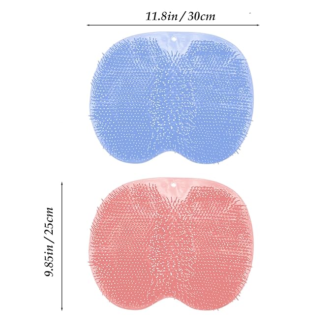 Shower Foot and Back Scrubber Mat,Wall Mounted Shower Foot Scrubber with Suction Cups,Exfoliating Silicone Massage Foot Cleaner for Shower(2pcs)