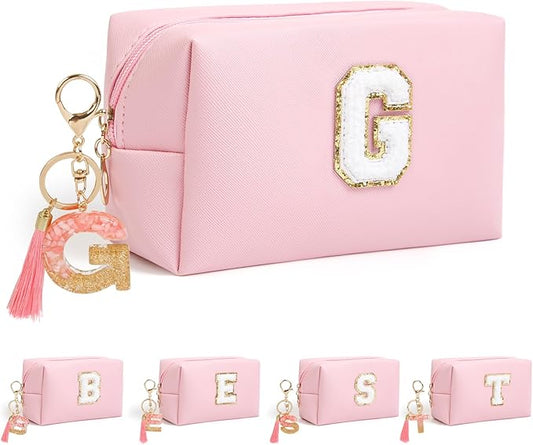 Birthday Gifts for Women Her,Travel Cute Makeup Bag,Large Capacity Cosmetic Bags for Women Makeup Pouch PU Leather Waterproof Cosmetic Bag (G, Pink)