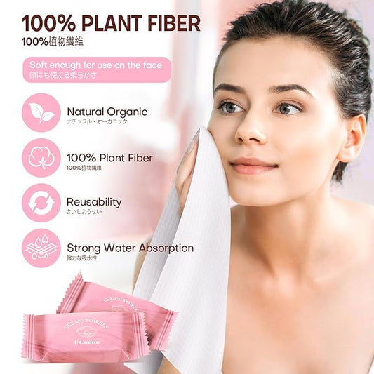Disposable Towel, Thicken Compressed Towel Large, Soft Facial Washcloth Reusable Portable Cotton Tissue for Travel,Camping,Hiking,Hotel,Beauty Salon,Outdoor Activities(Pink 20PCS)