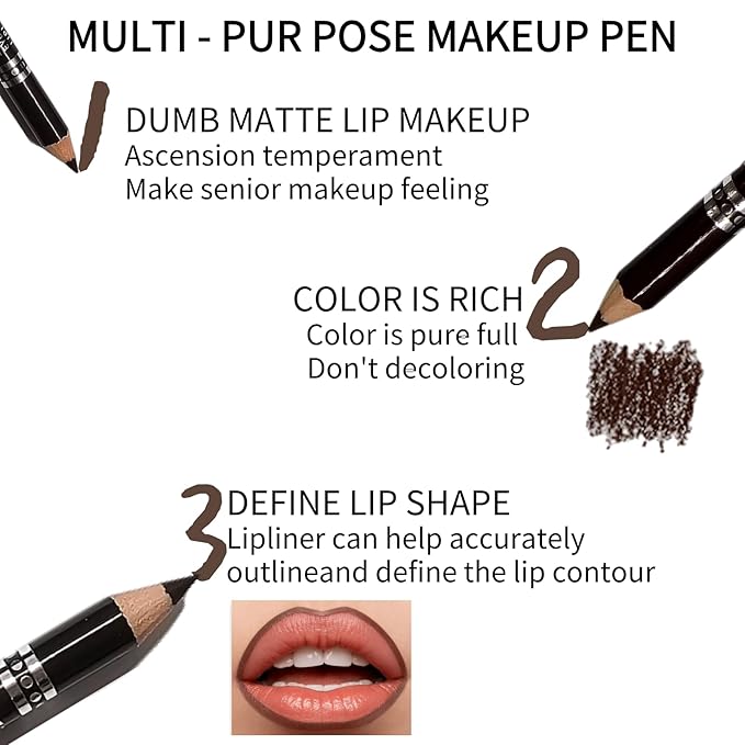 6PCS Matte Lip Liner Set - Premium Waterproof Brown Lip Liner Pencils for Defining & Filling Lips, Long-Lasting Smooth Lip Makeup, High Pigmented Lip Liner Pack for Perfect Nude & Natural Looks #3