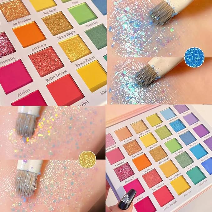 30 Color Rainbow Eyeshadow Palette - Highly Pigmented Mattes, Glitter & Shimmers - Blendable, Long Lasting & Waterproof - Professional Makeup Palette Gift Set