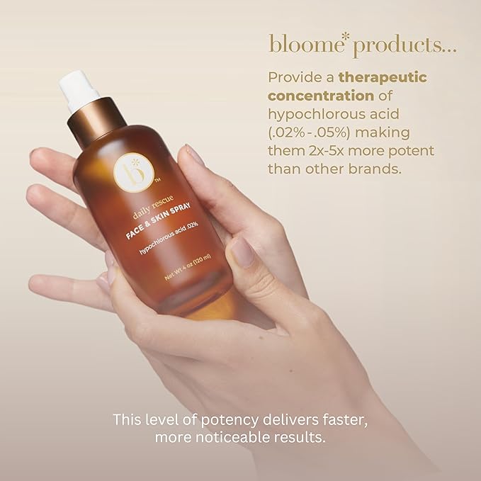 Bloome* - Hypochlorous Acid Face and Skin Spray .05% - Made in USA - Hypochlorous Acid Facial Mist - Pure HOCL Solution - Skin Care Relief for Tattoo, Sunburn, Piercing Aftercare & Bumps -120 ml