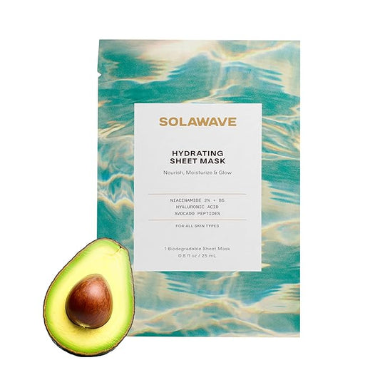 Solawave Hydrating Sheet Mask, Anti Aging Face Mask with Niacinamide, Hydrating Face Mask with Hyaluronic Acid, Moisturizing Face Masks (1 Pack)