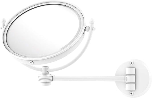 Allied Brass WM-5G/5X 8 Inch Wall Mounted 5X Magnification Make-Up Mirror, Matte White