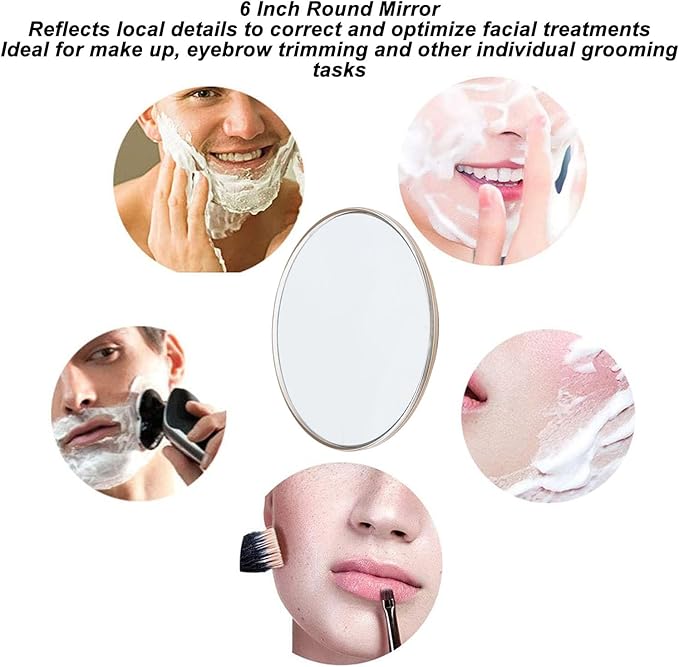 30X Magnifying Mirror, 6 Round Makeup Mirror, Wall Mounted Compact Mirror, 3 Suction Cups Magnifier Travel Essential, Use for Facial Makeup Cosmetic Absorption Shaving (Gold)