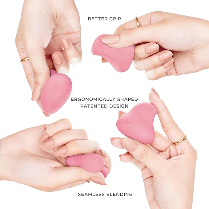Complexion Pro Beauty Blender Sponge, Pink, Single - Ergonomic Makeup Sponge and Beauty Blender, Essential Make up and Blending, Multipurpose Makeup Kit Facial Sponge
