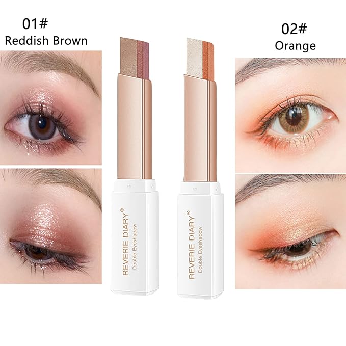12 Colors Glitter Eyeshadow Stick,Double Colors Shimmer Eye Shadow Stick Gradient Eye Makeup