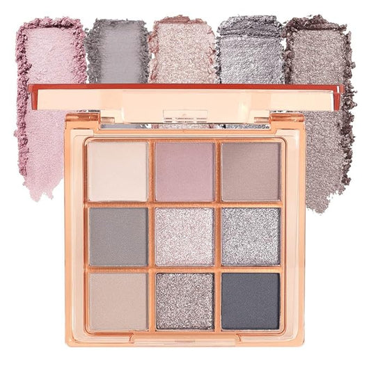 9 Colors Blue Smoky Matte Shimmer Eyeshadow Palette for Eye Makeup,High Pigmented Brown Purple Eye Shadow Primers Powder Palet de sombras de ojos