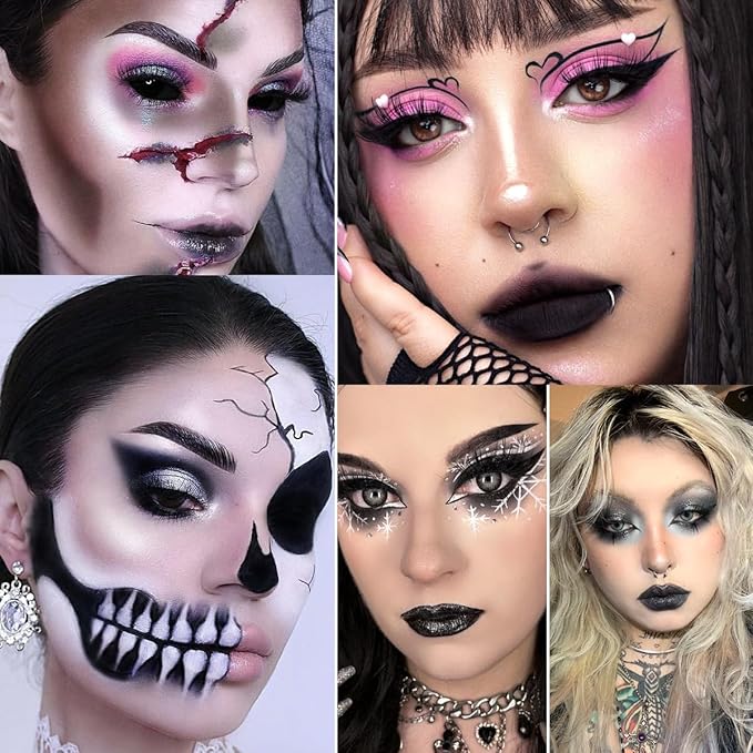 Afflano Pink Goth Eyeshadow Palette, Pink Smokey Eyes Makeup Eyeshadow Pallet With Mirror, for Goth Girls and Women Long Lasting Daily Valentine makeup, Dark Emo Halloween Clown SFX Gothic Looks