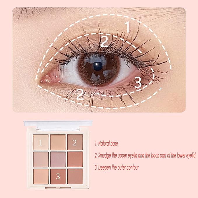 Matte Nude Eyeshadow Palette Pink Makeup Eye shadow for woman,9 Colors Matte Nude Naked Eyeshadow Long Lasting Eye Shadow Plattet for Girls,Beige Earth Neutra Waterproof Eye Shadow