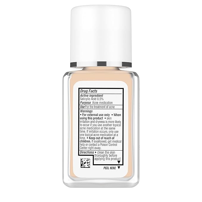 Neutrogena SkinClearing Oil-Free Acne and Blemish Fighting Liquid Foundation with.5% Salicylic Acid Acne Medicine, Shine Controlling Makeup for Acne Prone Skin, 30 Buff, 1 fl. oz