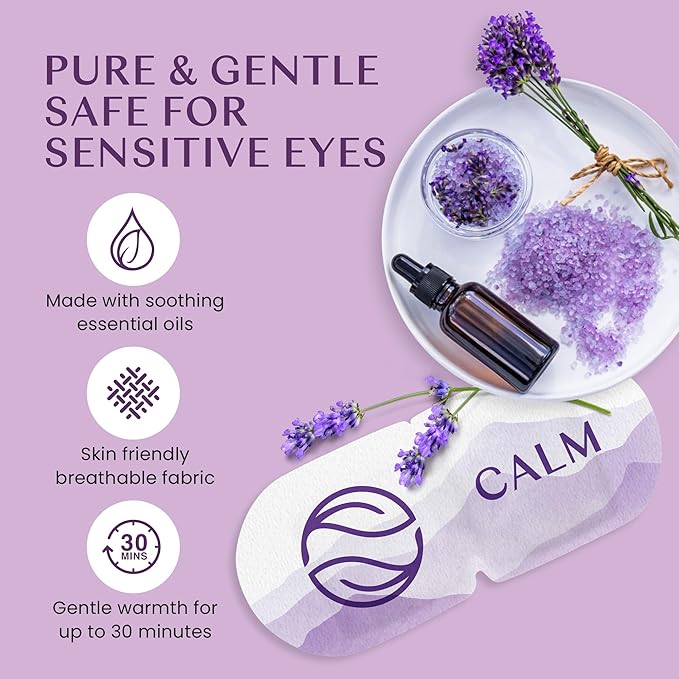Body Restore Self Heated Steam Eye Mask 5 Pack - Fathers Day Unique Gifts for Dad, Relaxation Gifts for Her and Him, Best Friend, Stye Eye Treatment, Travel Essentials - Lavender