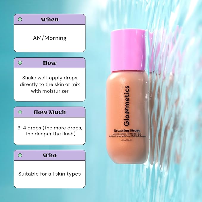 Glossmetics Bronzing Glow Drops - Brightening and Moisturizing Makeup and Skincare Bronzing Drops for Face and Body. Luminous Liquid Bronzer for Radiant Sun-Kissed Skin, Cruelty Free. Bronze, 35ml