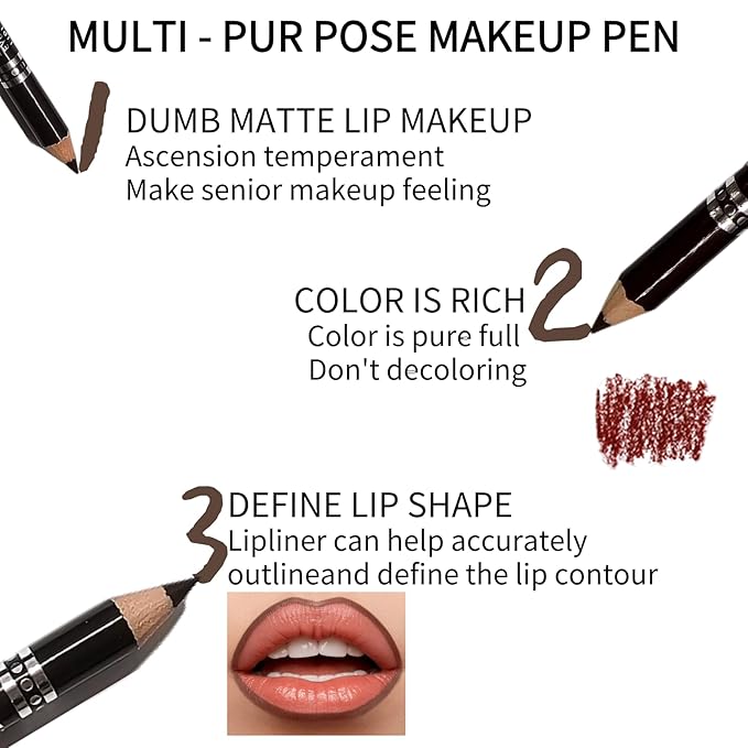 6PCS Matte Lip Liner Set - Premium Waterproof Brown Lip Liner Pencils for Defining & Filling Lips, Long-Lasting Smooth Lip Makeup, High Pigmented Lip Liner Pack for Perfect Nude & Natural Looks#15