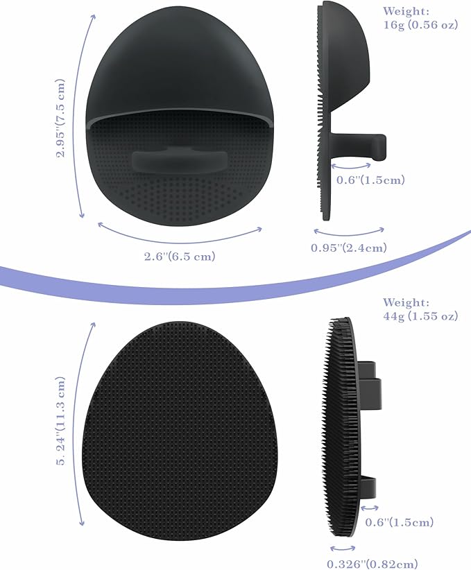 Manmihealth Soft Silicone Face Scrubber Exfoliator with Deep-Cleaning Silicone Shower Brush Body Scrubber Set(2 PCS), Super-Lathering, Gentle-Exfoliating and Massaging (Black*2)