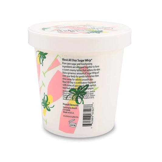 Primal Elements Sugar Scrub, Exfoliating Sugar Whip, Body Cleanser & Moisturizer, Rose All Day, 10 oz Package