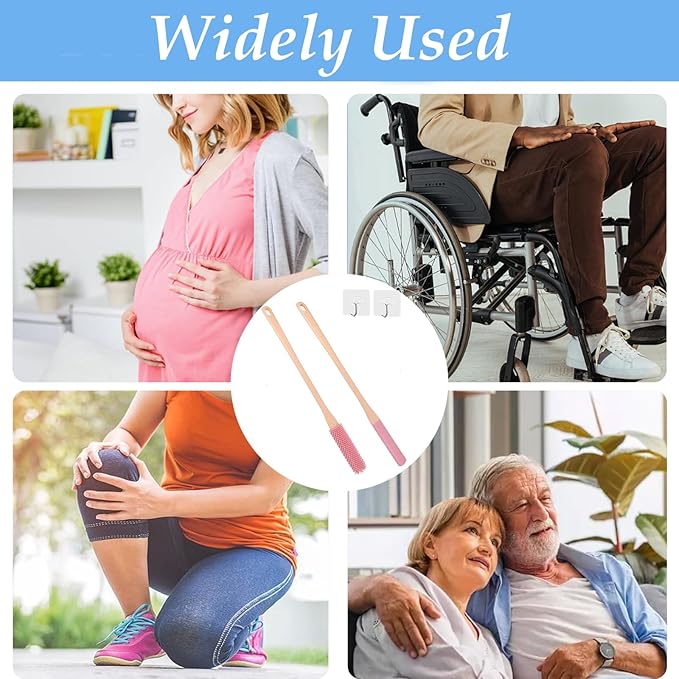 Toe Cleaning Brush,15.7" Foot Scrubber in Shower with Long Handle Shower Foot Scrubber Foot Brush Toe Scrubber for Exfoliating for Men,Women and Seniors(Pink)