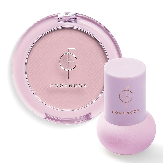 FORENCOS Matte Blush Set (Puff Included), Long Lasting Korean Blush Power, Zero Sebum Shine, Flawless Finish, Easy Blending, Lightweight & No Cakey Residue (PURE FOG)