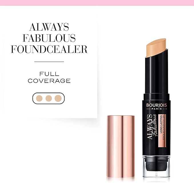 Bourjois Always Fabulous 24 Hour 2-in-1 Foundation and Concealer Stick with Blender, 210 Light Beige