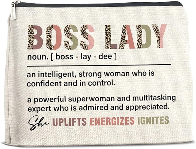 Makeup Bag - Boss Lady Appreciation Gift, Retirement Going Away Gift for Boss Lady - Cosmetic Bag Zipper Makeup Pouch