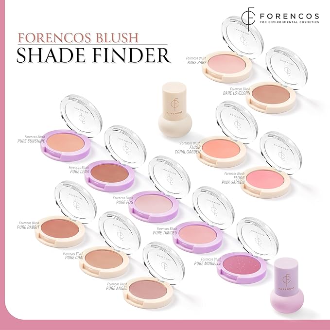FORENCOS Matte Blush Set (Puff Included), Glitter Long Lasting Korean Blush Power, Zero Sebum Shine, Flawless Finish, Easy Blending, Lightweight & No Cakey Residue, Glitter (PURE MURIELLE)