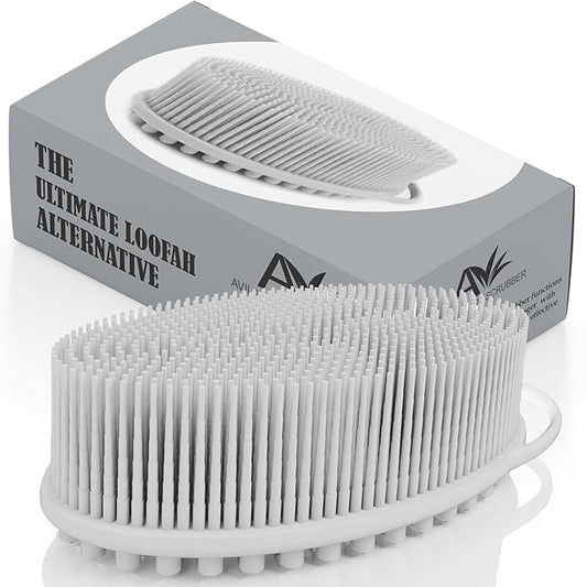 Avilana Silicone Body Scrubber – Gentle Shower Brush & Loofah Alternative – Silver-Infused Options – Fast-Drying, Hygienic, BPA-Free Silicone Body Exfoliator for Sensitive Skin, Men & Women
