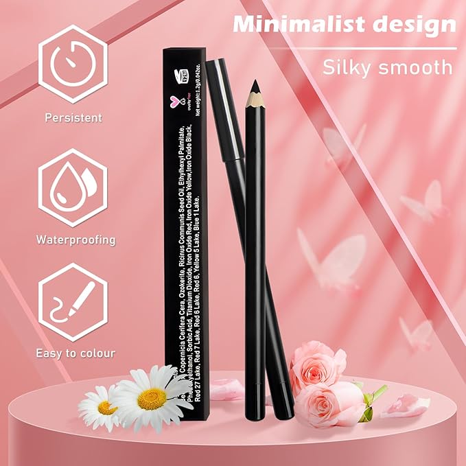 Black Lip Liner, Long Lasting Lip Liner Pencil, Rich Lip Makeup Colors Highly Pigmented Lip Liners, Smooth Application Lipliner Lip Pencil