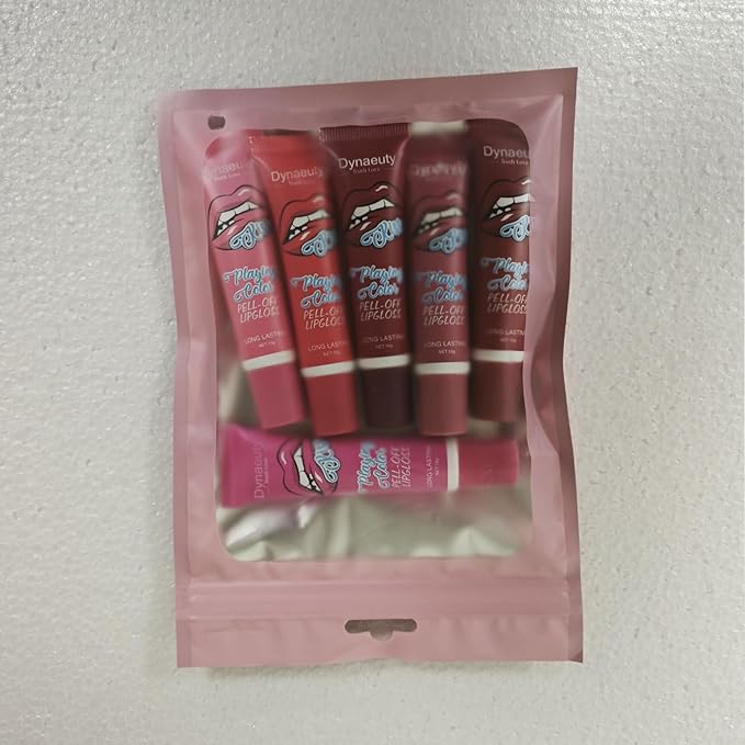 6 Pcs Peel Off Lip Stain Lip Tint Set Lip Glosses Long Lasting Waterproof Non Stick Cup Non Fade Liquid Lipstick Set, Magic Color Lip Oil Set for Women #C