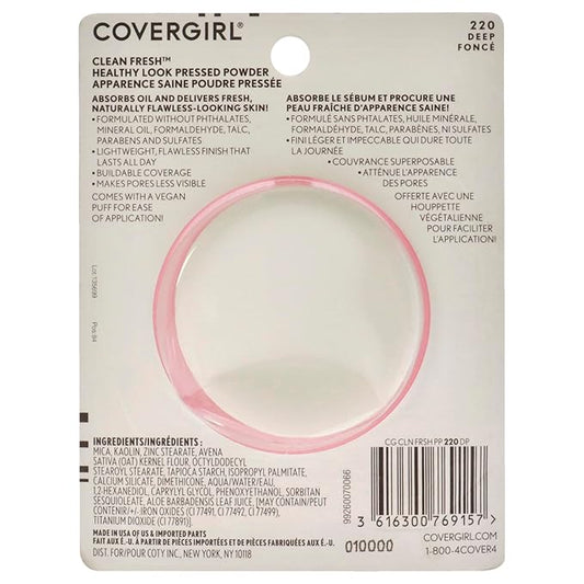 COVERGIRL COVERGIRL Clean Fresh Pressed Powder, Deep, 0.35 Ounce, 220 Deep (99350052598) (Pack of 2)