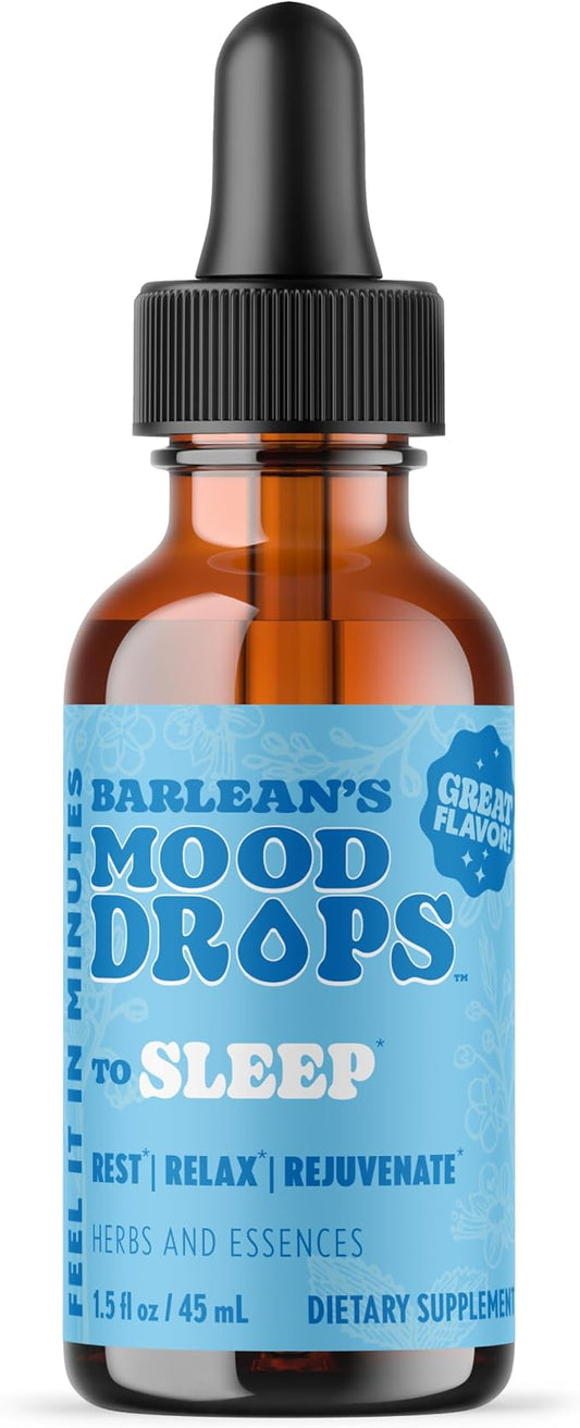Barlean's Mood Booster Supplement, Sleep Liquid Drop Supplement for Men and Women, Magnesium and Melatonin, Adaptogen Herbs Drops, 1.5 oz