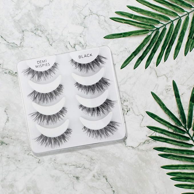 Ardell Demi Wispies False Eyelashes, Black - Full Volume Demi Wispies, Reusable Strip Lashes for Eye Make-up Enhancement, 2 Pack