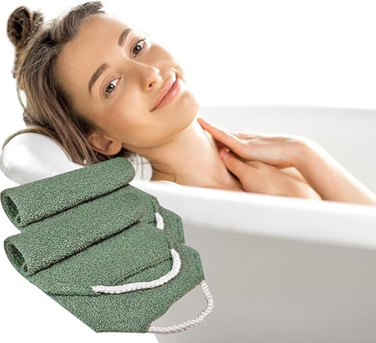 Scrubber Back for Shower Extended Length Scrubber Towel Exfoliating Washcloth Body Scrub Sponge Shower Loofah with Handle for Women Men Deep Clean Body Skin Massages (2pcs-Green)