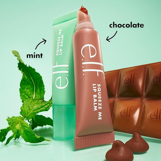 e.l.f. Squeeze Me More Lip Balm Duo, Moisturizing Balm For A Sheer Tint Of Color, Made With Hyaluronic Acid, Vegan & Cruelty-Free, Mint & Chocolate