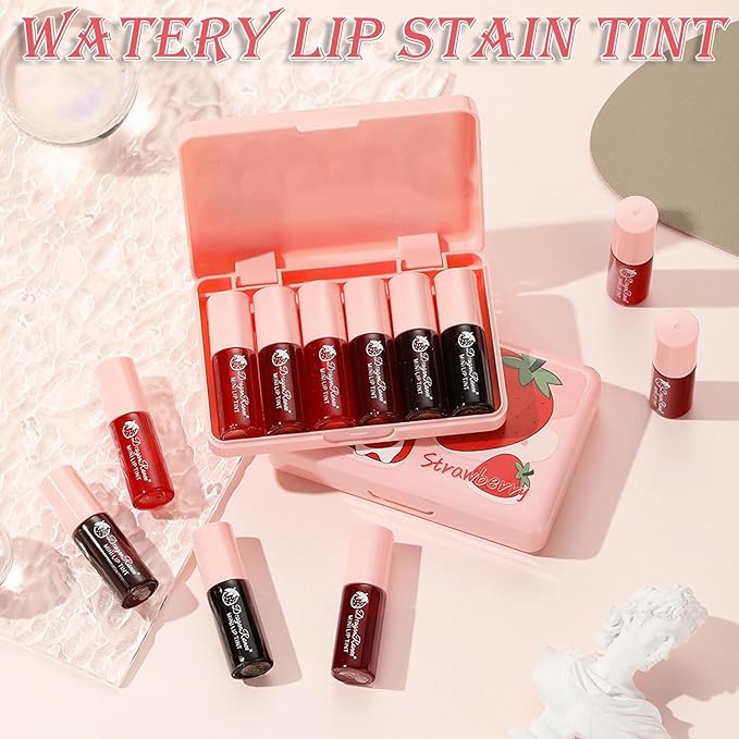 6 Colors Lip Tint Stain Mini Liquid Lipstick, Korean Lip Gloss Moisturizing Natural Velvet Lip Tint, Waterproof Longwear Liquid Blush & Lip Stain, Vivid Color Lip Tint Makeup