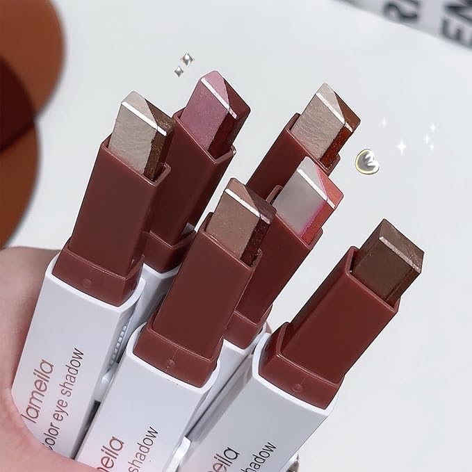 6 Pcs Glitter Eyeshadow Stick Two Color Eye Shadow Pencils with Waterproof and Retractable Eye Shadow for Glitter Makeup(Two-Color)