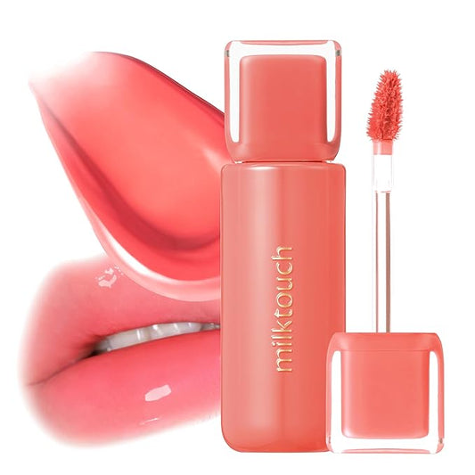 MILKTOUCH Jelly Fit Glow Lip Tint - Hydrating Lip Gloss with Long-Lasting Moisture, Color Stain, Lightweight Formula, Radiant Shine, Perfect for Daily Use, Korean Lip (02 Peach on Top, 4ml)
