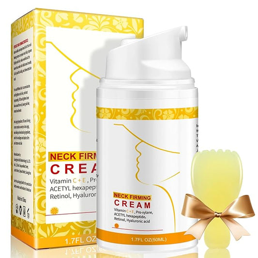 Retinol Guasha Neck Firming Cream, Collagen & Hyaluronic Acid Neck Cream- Anti-Aging Moisturizer Cream for Tightening for Women & Men on Neck & Décolleté Lifting, Wrinkle & Hydrating 1.7 FL OZ