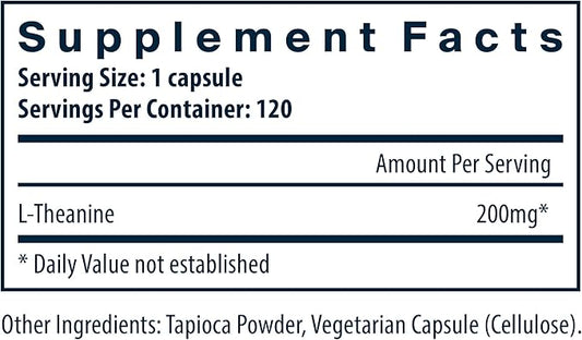 Vital Nutrients L-Theanine 200mg | Vegan Supplement | L Theanine Supplement Supports Normal Stress Levels and Cognitive Function* | Gluten, Dairy and Soy Free | 120 Capsules