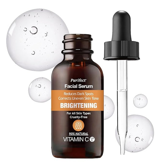 Purifect Natural Vitamin C Vegan Facial Serum - Enhances Skin Radiance, Hydration, and Firmness with Niacinamide & Vitamin E, 30ml (Made in the USA)