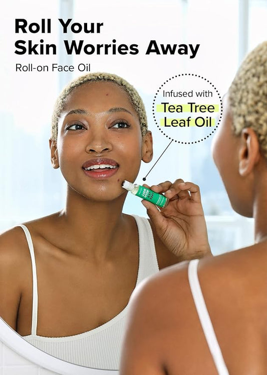 I DEW CARE Roll-on Face Oil - Roll With Tea Tree | Spot Treatment, Acne, Blemishes, Whiteheads, Hydrating & Soothing for Acne Prone and Sensitive Skin, Facial Serum, Nourishing, 0.37 FL Oz